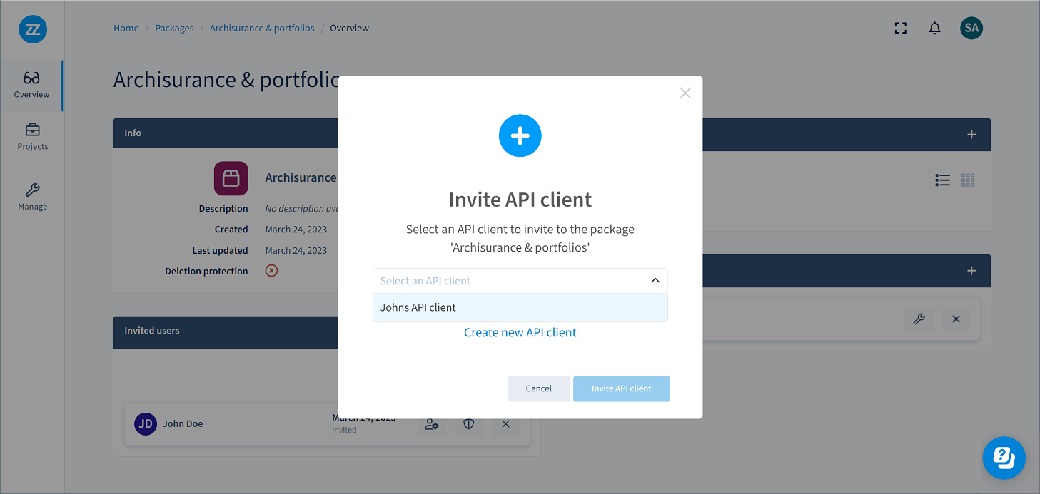Bizzdesign Support - Managing API client access to a model package