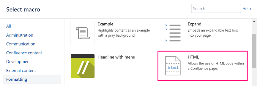 Confluence Html Macro Articles